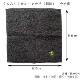 Kyosu, Made in Japan, Imabari Handkerchief, Hand Towel, Wash, Mini, Cotton, Walnut, Embroidery, 9.8 x 9.8 inches (25 x 25 cm), Sushi, Light Green