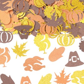 Hying 200PCS Thanksgiving Confetti for Table, Orange Gold Sequins Pumpkin Turkey Fall Leaves Confetti for Home Happy Thanksgiving Harvest Holiday Party Crafts Table Decor Supplies Autumn Decorations