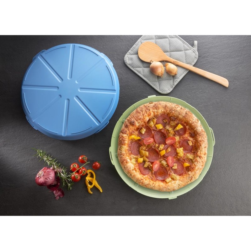 elastoreuse Practical pizza box 'ToGo' in transparent/black, brown, blue, green