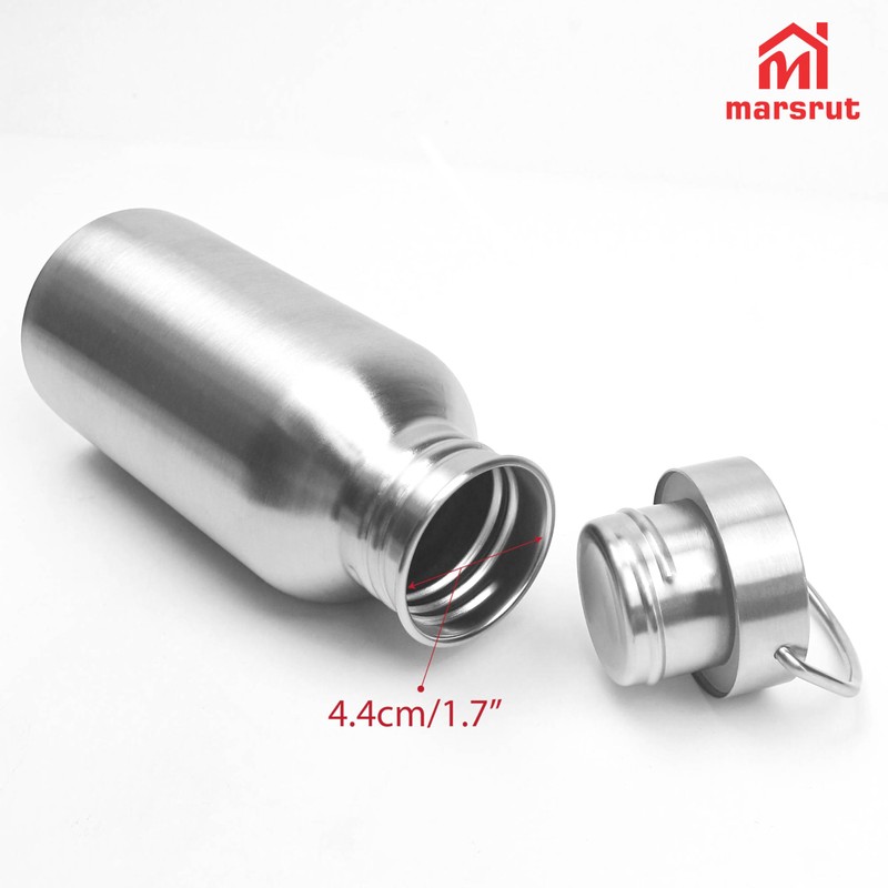 Uninsulated Stainless Steel Water Bottle, Single Wall, with Carrying Loop,