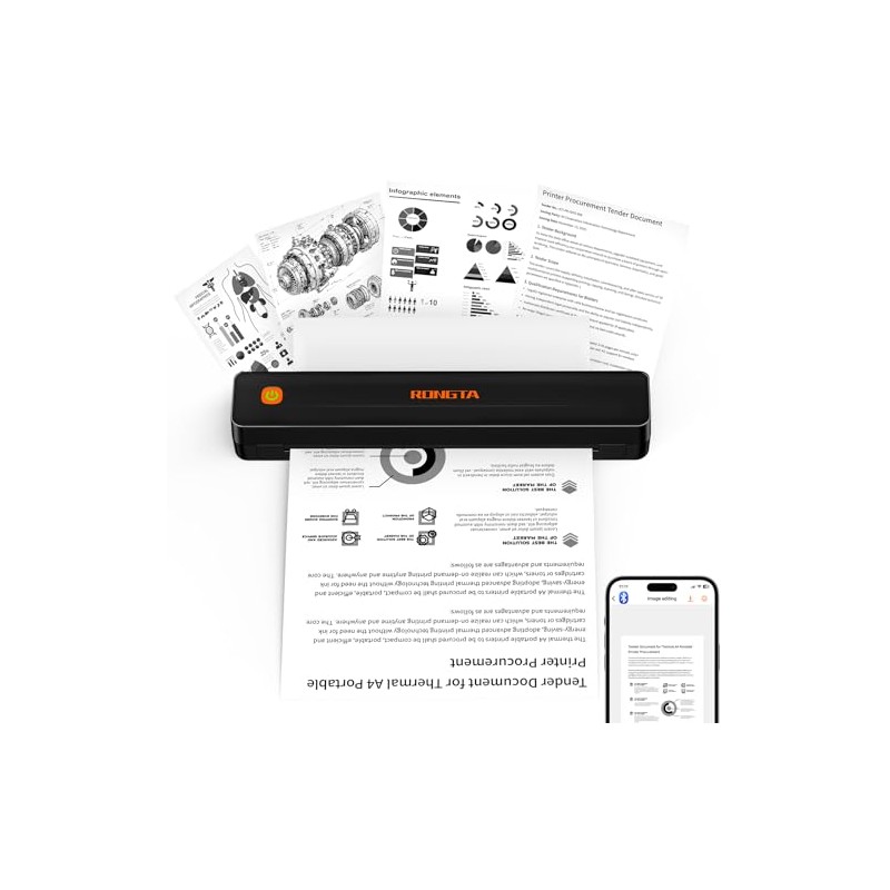 Rongta Portable Thermal Printer - Wireless & Inkless for Travel