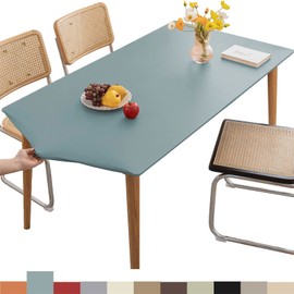 Waterproof Tablecloth Outdoor Rectangle Tablecloth Leather,Elastic Edged Fitted Vinyl Table Cover for 6 Foot Tables,Wipeable Oil-proof Table Cloth PVC Table Protector Cover-Blue||6FT 183x75CM