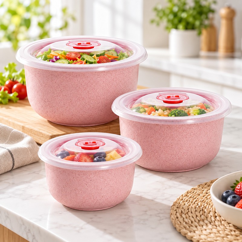 3-Piece Wheat Straw Food Storage Bowl Set for Meals –