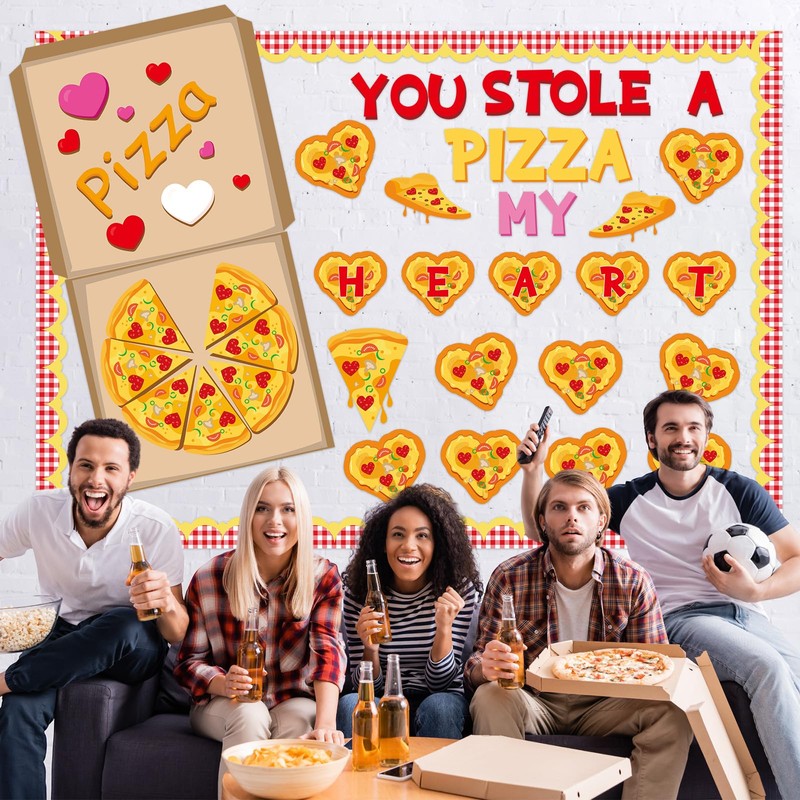 Epakh 44 Pcs Valentine's Day Bulletin Board Pizza Theme Classroom