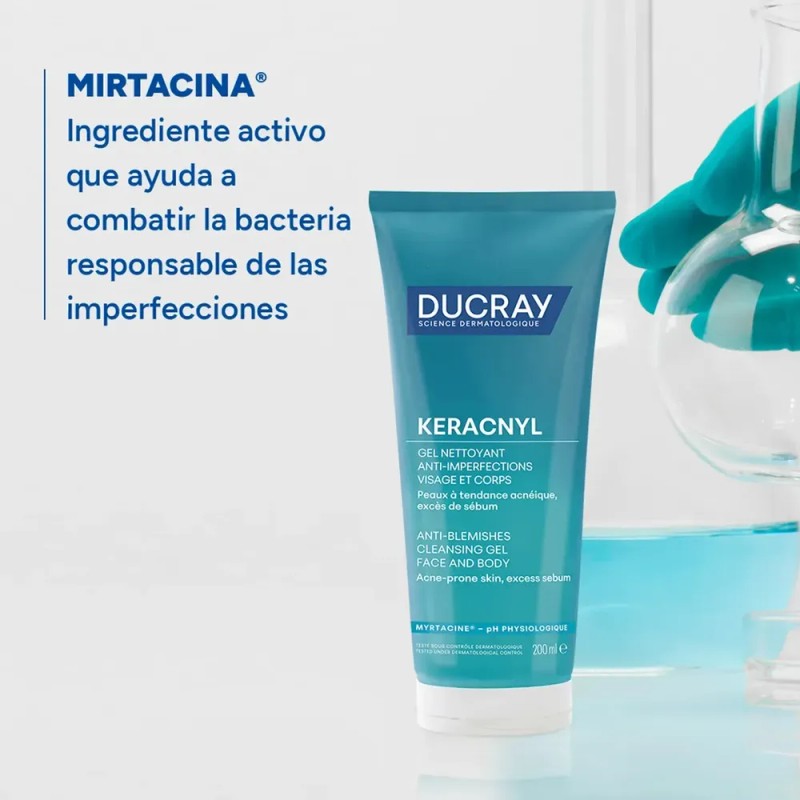 Gel Limpiador Ducray Keracnyl 200 ml Espumoso Anti-Imperfecciones para Piel