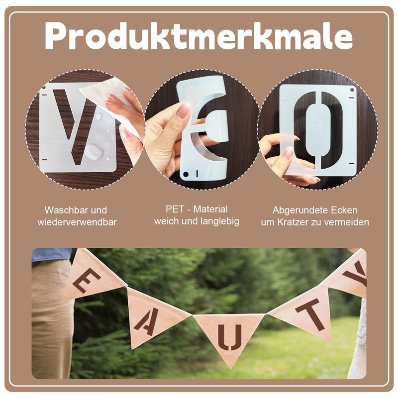 Diffaxy Letter and Number Stencils, Pack of 42 Reusable Stencils