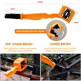 Lisveory Bike or Motorcycle Cleaning Washer Kit Including Bicycle Chain Cleaner, Cleaner Brush Tool, Degreaser, Chain Lube, 6 Functions Bike Maintenance Kit for Mountain, Road, Hybrid, City Bicycles