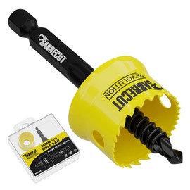 1 x SabreCut HSM025 25mm High Performance Thin Wall Sheet Steel Hole Saw Kit Features Steel Body and HSS M42 Cobalt Arbour with Progressive Tooth Profile for Cutting Wood, Plastic and Steel