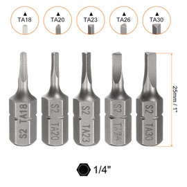 HARFINGTON 5pcs Magnetic Triangle Screwdriver Bit TA18-TA30 1/4" Hex Shank 1" (25mm) Long Magnetic S2 Steel Industrial Grade Screw Driver Bit Triangular Head Electric Drill Bits