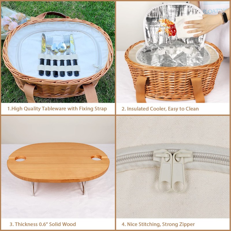 Hap Tim Wicker Picnic Basket Set for 2 with Mini