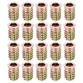 uxcell 100Pcs Threaded Inserts, M8-1.25x20 Zinc Alloy Hex Socket Drive Screw-in Nut Threaded Inserts Furniture Bolt Fastener Connector for Wood Working Tool and Accessories