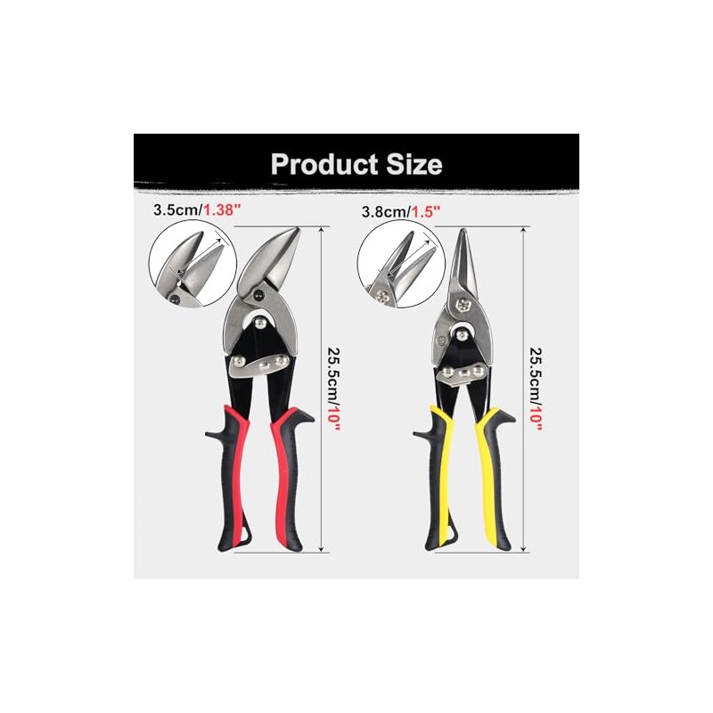 Aviation Tin Snips Set, Straight Heavy Duty Left and Right