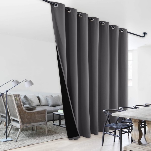 NICETOWN Sound Reducing Room Divider Curtains, Total Shade Patio Door Curtain, Heavy-Duty Full Light Shading Sliding Door Drape, Vertical Blind (1 Panel, 100 inches Wide x 108 inches Long, Gray)