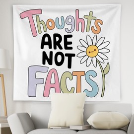 WNAGT Floral Mental Health Tapestry Wall Hanging, Therapist Office Decor, Floral Thoughts Are Not Facts Mental Health Wall Blanket Decor for Home Therapy Office Classroom, 50x60 Inch