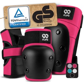 99FLIPS Skate pads adult - Knee and Elbow Pads incl. Wrist Guards - Elbow knee pads for Skateboard, Scooter and Inline Skating - Size M in Purple - skating pads skateboard pads