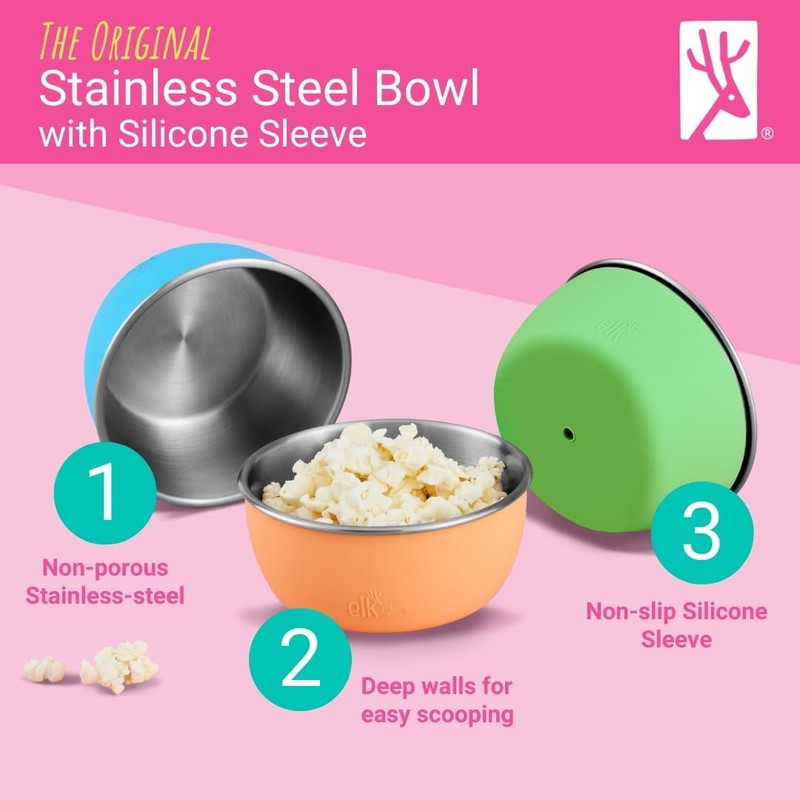 Elk and Friends Stainless Steel Bowls + Silicone Sleeve and