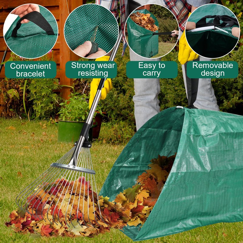 60 Gallon Leaf Collector,Collapsible Lawn & Leaf Bag,Heavy Leaves Pick