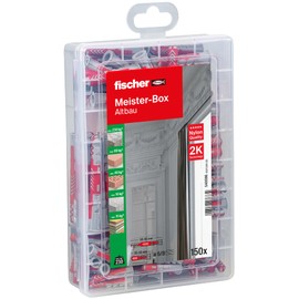 fischer Meister-Box DuoPower Short/Long Dowel Box with 150 Items, 60 Pieces 6 x 30 mm, 40 Pieces 8 x 40 mm, 30 Pieces 6 x 50 mm, 20 Pieces 8 x 65 mm, for DIY Enthusiasts and Professionals
