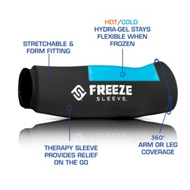 FreezeSleeve Ice & Heat Therapy Sleeve- Reusable, Flexible Gel Hot/Cold Pack, 360 Coverage for Knee, Elbow, Ankle, Wrist- Turquoise, Large