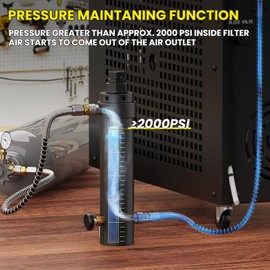 GX PUMP Professional-Grade High Pressure PCP Air Compressor Filter with Pressure Maintaining Function- 5800PSI Oil/Water Separator, Magnetic or Screw Mounting,Dry Air Intake Filter for Paintball