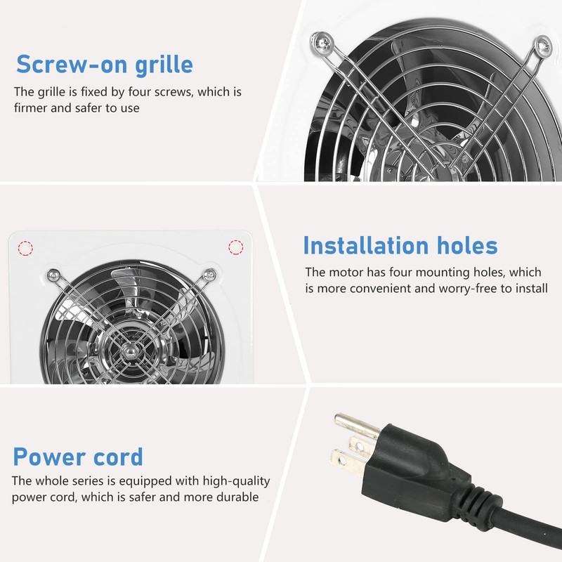 Fepinc Exhaust Fan with Plug, 8 inch 735CFM Through-the-Wall Extractor