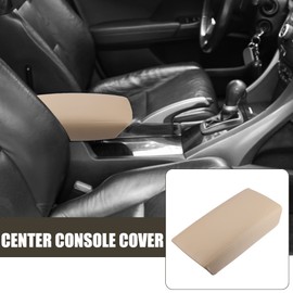 X AUTOHAUX Car Center Console Lid Armrest Seat Box Cover Protector for Honda Accord 7th 2003-2007 Armrest Cover Pad Faux Leather Beige