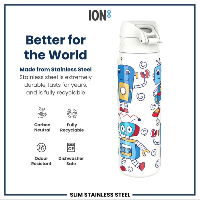 Ion8 Lightweight Steel Water Bottle, 600 ml/20 oz, Non-Insulated, Leak