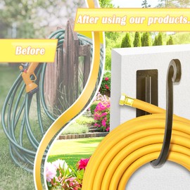 JUNSHUO Hose Holder Wall Mount （Metal/8-Inch） Heavy-Duty Garden Hose Hanger Outdoor, Hand-Forged Hose Rack Mount