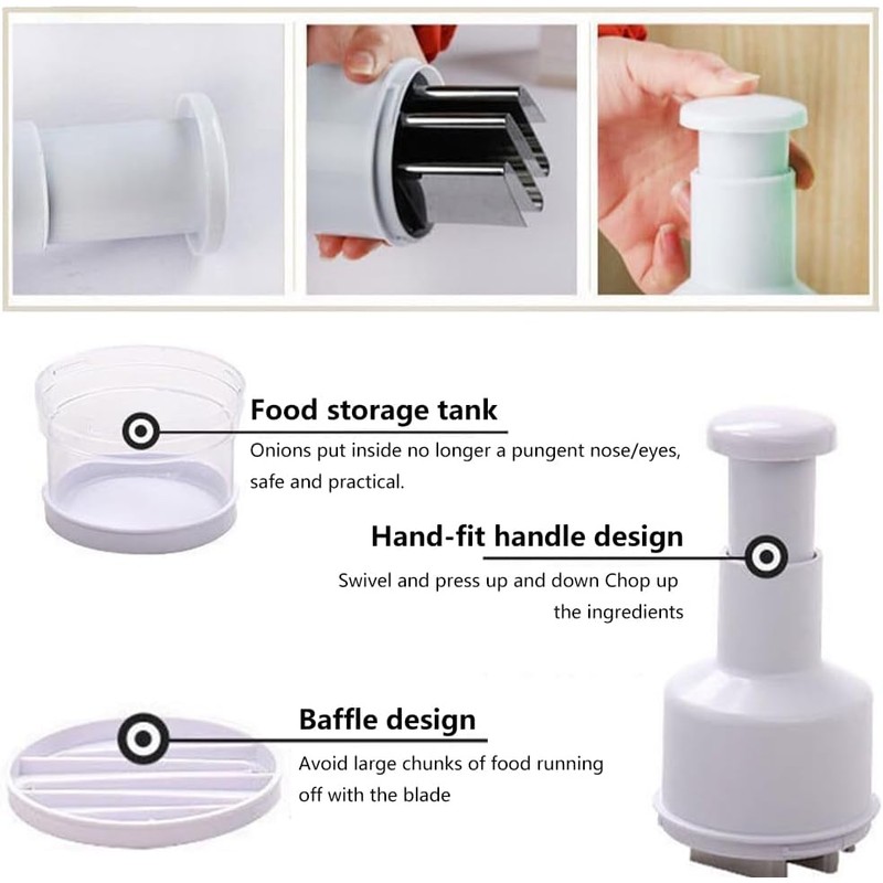 Stainless Steel Garlic Press and Onion Chopper - Manual Vegetable