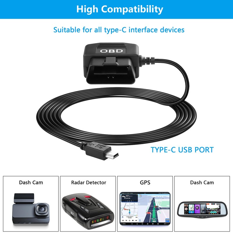 CERRXIAN 11.5 Feet Mini OBD Power Cable OBD to Mini