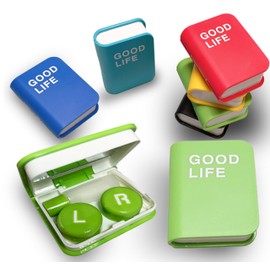 Contact Lens Case Kit, Cute Color Book Fox Contact Lens case with remover tool, Portable contact lens travel storage kit with mirror, container, tweezer, holder (Green)