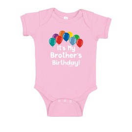 Baby Bodysuit for Birthday Brother Gifts It's My Brother's Birthday Party Apparel Bodysuit 6 Months Pink