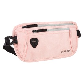 SAO ROQUE ® Bum Bag Women Men (S) Belt Bag Travel Accessories with RFID Blocker, Hip Bag Stylish, Money Belt in Elegant Leather Look, Flat, Leather Peach (S), money belt