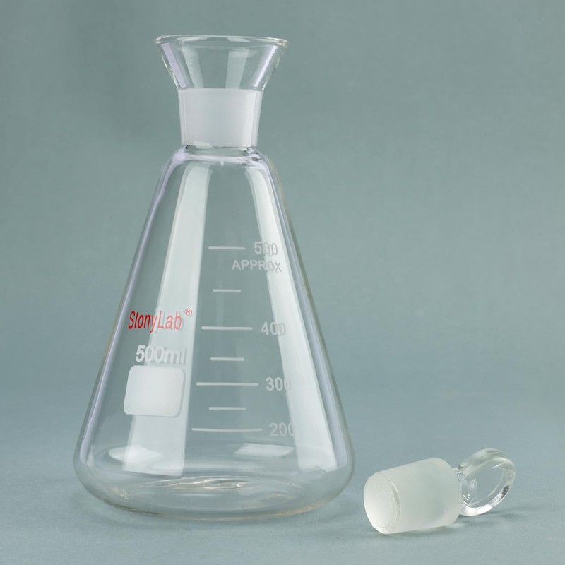 stonyLab Iodine Flask with Stopper, 500 ml Capacity, Wide Mouth