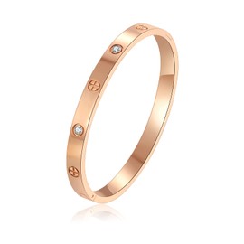 YUFANHY Cuff 18k Gold Plated Stainless Steel Bracelet For Women Girl For Women Novelty And Mother Daughter Bracelet Jewelry Oval Bangle Witness The Of Love Wedding For Couple, 2.36, Stainless Steel,