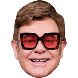 Elton John (Square Glasses) Celebrity Mask, Flat Card Face, Fancy Dress Mask