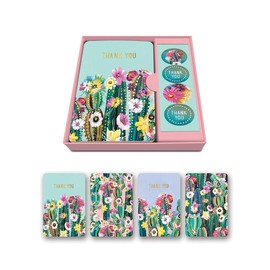 Note Card & Sticker Set by Studio Oh! - Desert Blossoms Thank You - Set of 12-3.5" x 5.25" Blank Cards with Envelopes and Stickers - Includes 3 Cards Each of 4 Designs