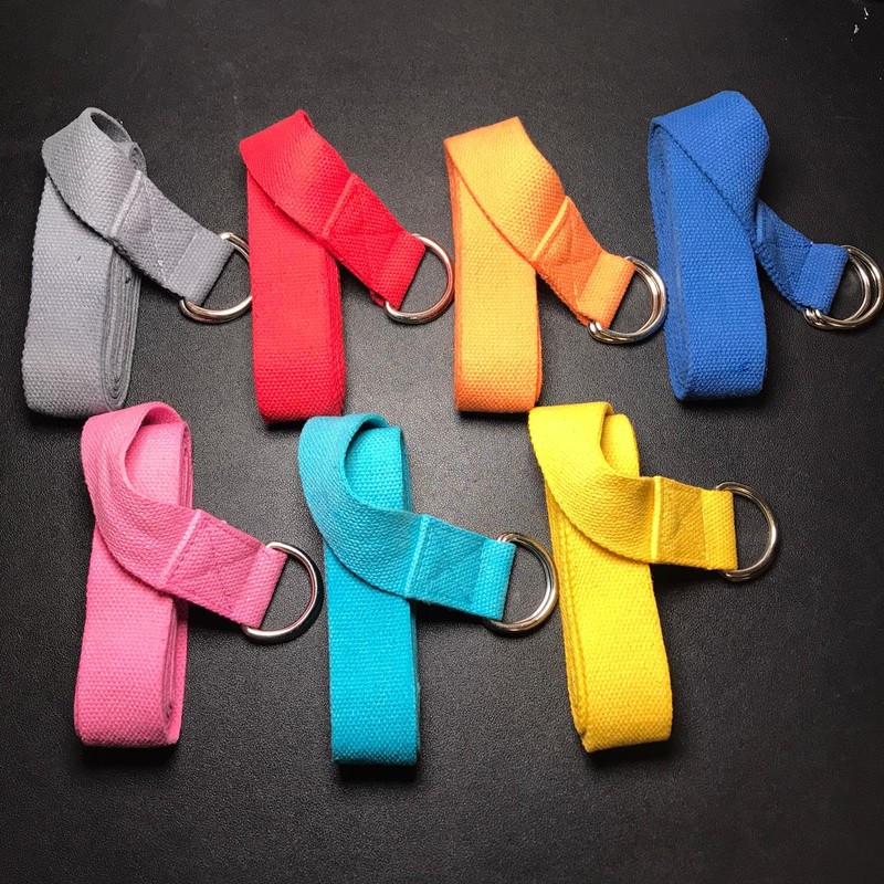 D-Ring Buckle Cotton Belt for Yoga Stretching Exercise Durable Flexible