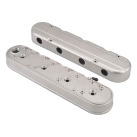TBAPFS Cast Aluminum Valve Covers with Coil Mounts Compatible with GM LS Smooth Small Block SB V8 293 325 376 427 - Silver