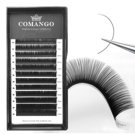 CoMango Classic Lashes Extensions 0.03/0.05/0.07mm Individual Lashes C/D/CC/M/L Curly Natural Classic Eyelash Extensions 8-15mm Professional Salon Supplies (black, 0.05-CC-8-15mm)