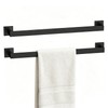 23.6 Inch Matte Black Bathroom Towel Bar Set, 2-Piece Square