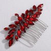 Lenjicons Sparkling Red Rhinestone Hair Comb Silver Wedding Hair Accessories