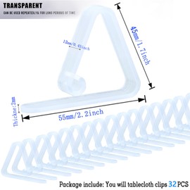 Kitnish 32 clips para mantel, clips de plástico para mantel, clips transparentes para mantel, clips de plástico para sujetar, soporte de mantel para reuniones o fiestas en interiores y exteriores