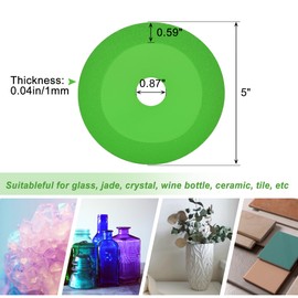 Mornajina 5Packs 5 Inch Glass Cutting Disc 2.2 for Angle Grinder 7/8" (Model 125), Diamond Cutting Blade Disc Grinding of Ceramic, Jade, Crystal, Wine Bottles, Tile (Green)