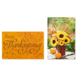 American Greetings Tarjetas de Acción de Gracias, Naranja y girasol, 6 unidades