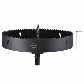 CoCud 8"(203mm) Hole Saw, M42 Bi-Metal Hex Shank Hole Cutters Drill Bit with Spring - Cutting Tool for Metal Gypsum Board Plywood. Black
