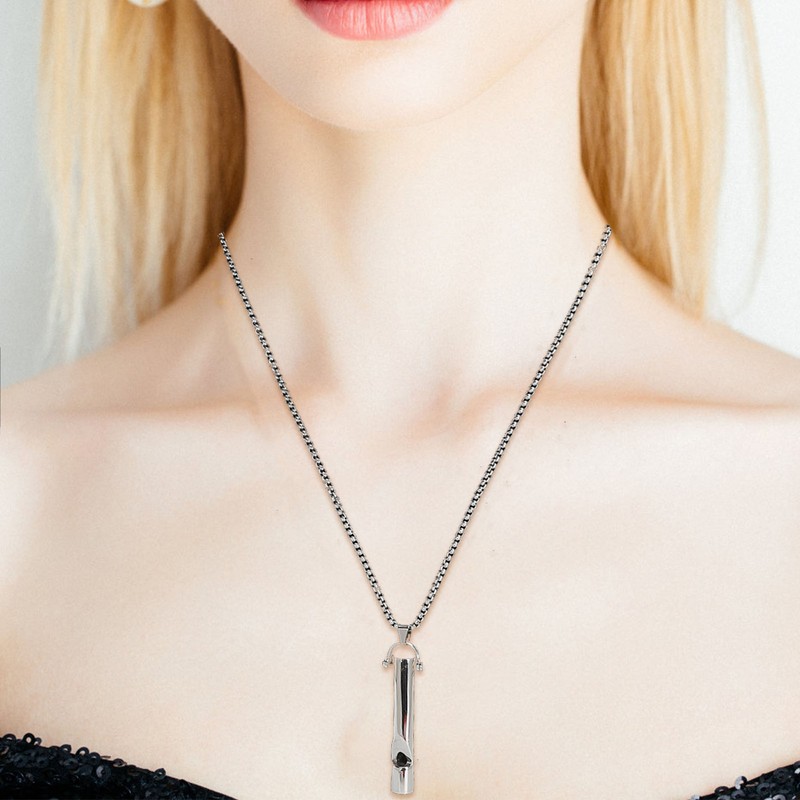 Whistle Pedant Necklace Reduce Anxiety Cylindrical Deep Breathing Stress Relief