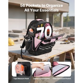 Tool Backpack 56 Pockets Tear-resistant Jobsite Backpack for Electrician