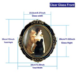 Tellyouwin 13x15 Vintage Oval Black Picture Frames, 13 By 15 Antique Picture Frames with Glass Front, 13 by 15 Vintage Picture Frames for Photo Display Home Decor (Black)
