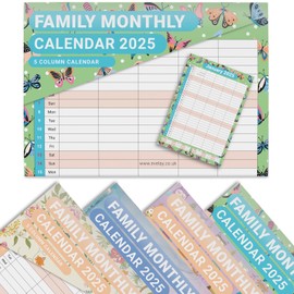 evelay Family Calendar 2025 Month to View 5 Columns A3 When Open Hanging Wall Planner Organiser (Butterfly)
